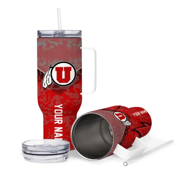 customized utah utes chevron stripe red curved tumbler high quality.webp
