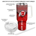customized utah utes chevron stripe red curved tumbler best selling.webp