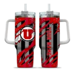 customized utah utes claw cut red black curved tumbler best selling.webp