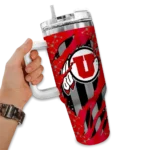 customized utah utes claw cut red black curved tumbler best selling.webp