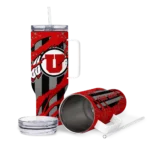 customized utah utes claw cut red black curved tumbler best selling.webp
