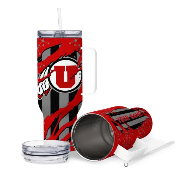 customized utah utes claw cut red black curved tumbler high quality.webp