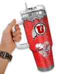 customized utah utes heart helmet motif red curved tumbler best selling.webp