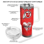customized utah utes heart helmet motif red curved tumbler best selling.webp