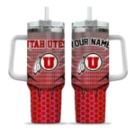 customized utah utes hex texture red curved tumbler best selling.webp