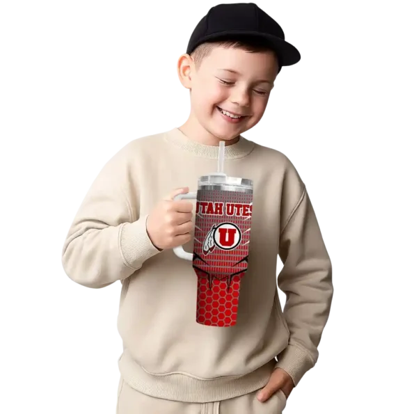 customized utah utes hex texture red curved tumbler latest model.webp