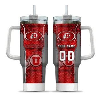 customized utah utes hexagon armor red curved tumbler best selling.webp