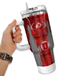 customized utah utes hexagon armor red curved tumbler best selling.webp