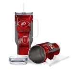 customized utah utes hexagon armor red curved tumbler best selling.webp