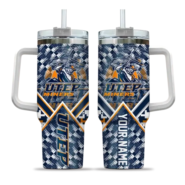 customized utep miners chevron angle blue curved tumbler best selling.webp