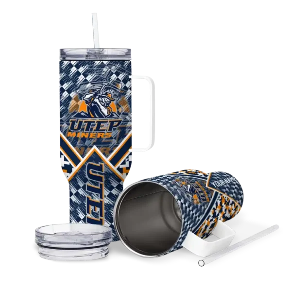 customized utep miners chevron angle blue curved tumbler high quality.webp