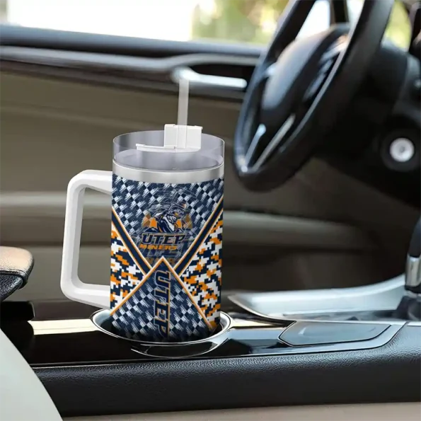 customized utep miners chevron angle blue curved tumbler trendy.webp