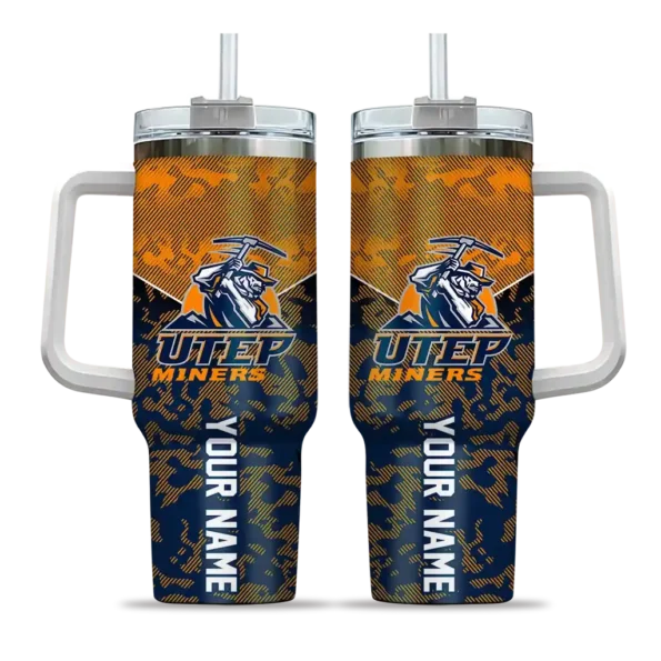 customized utep miners chevron stripe blue curved tumbler best selling.webp