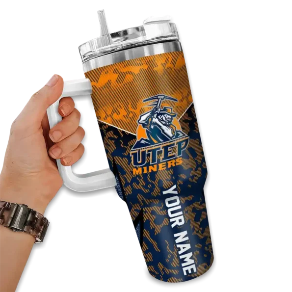 customized utep miners chevron stripe blue curved tumbler fashion forward.webp