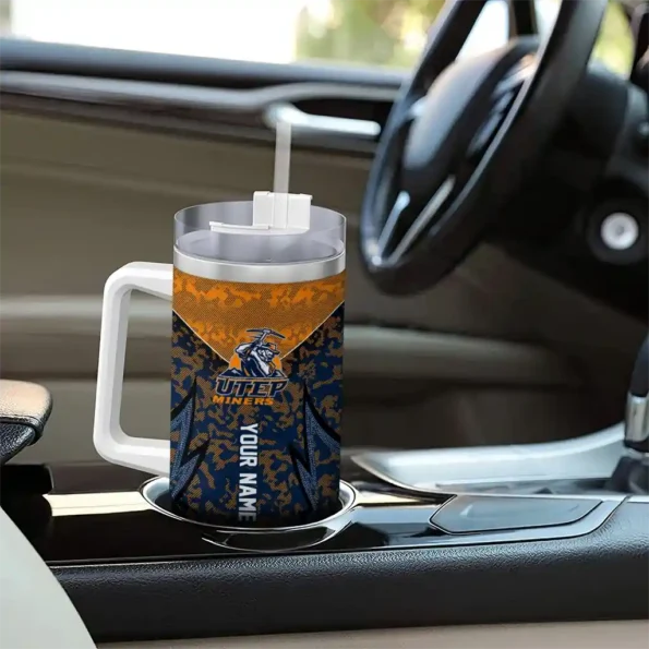 customized utep miners chevron stripe blue curved tumbler trendy.webp