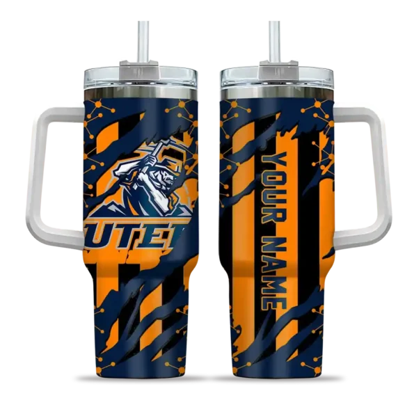 customized utep miners claw cut blue black curved tumbler best selling.webp