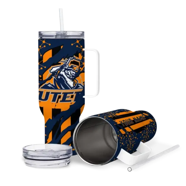 customized utep miners claw cut blue black curved tumbler high quality.webp