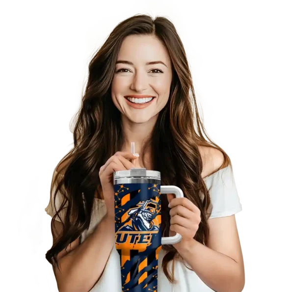 customized utep miners claw cut blue black curved tumbler premium grade.webp