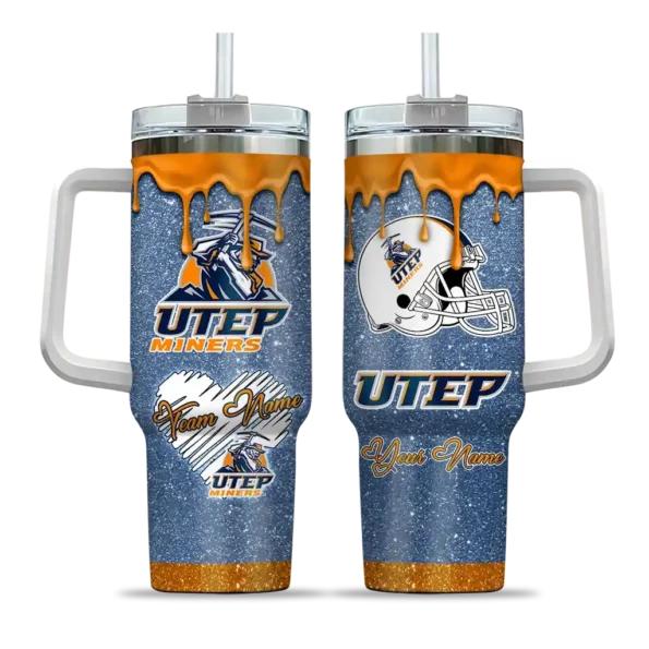 customized utep miners heart helmet motif blue curved tumbler best selling.webp