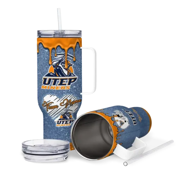 customized utep miners heart helmet motif blue curved tumbler high quality.webp