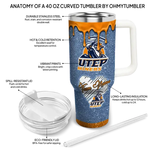 customized utep miners heart helmet motif blue curved tumbler new arrival.webp