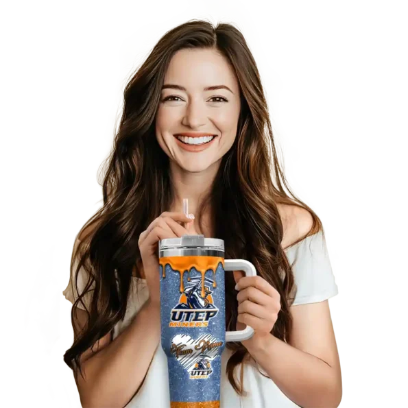 customized utep miners heart helmet motif blue curved tumbler premium grade.webp
