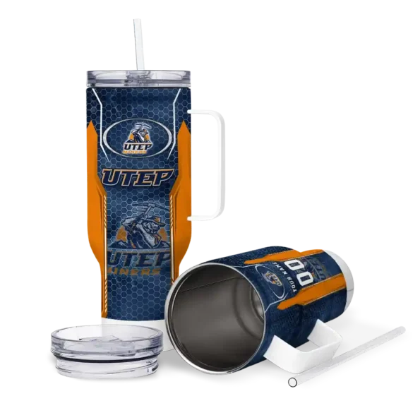 customized utep miners hexagon armor blue curved tumbler high quality.webp