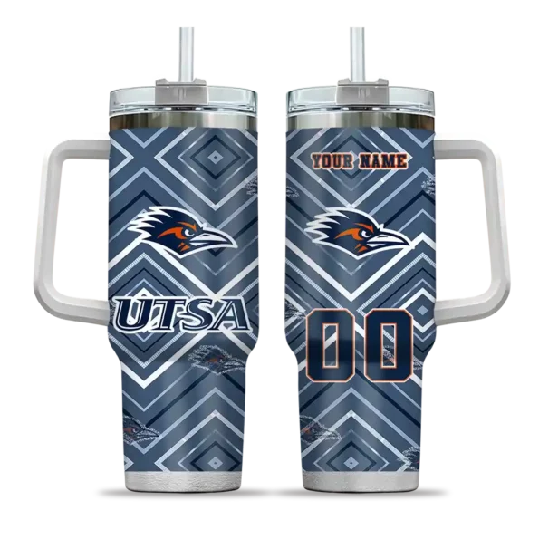 customized utsa roadrunners bold diamonds orange curved tumbler best selling.webp