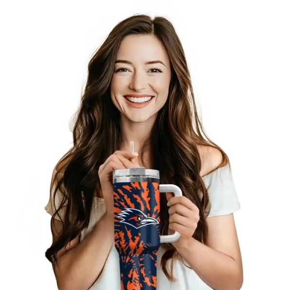 customized utsa roadrunners burst swirl orange curved tumbler premium grade.webp