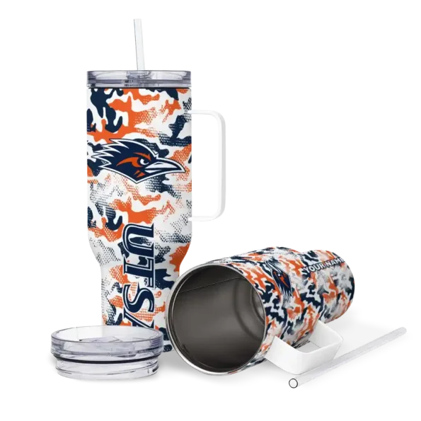 customized utsa roadrunners camo mashup orange white curved tumbler high quality.webp