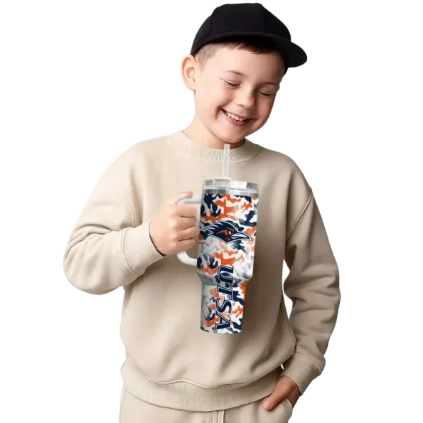 customized utsa roadrunners camo mashup orange white curved tumbler latest model.webp