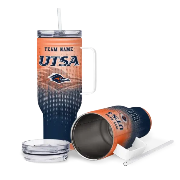 customized utsa roadrunners gradient dots orange curved tumbler high quality.webp