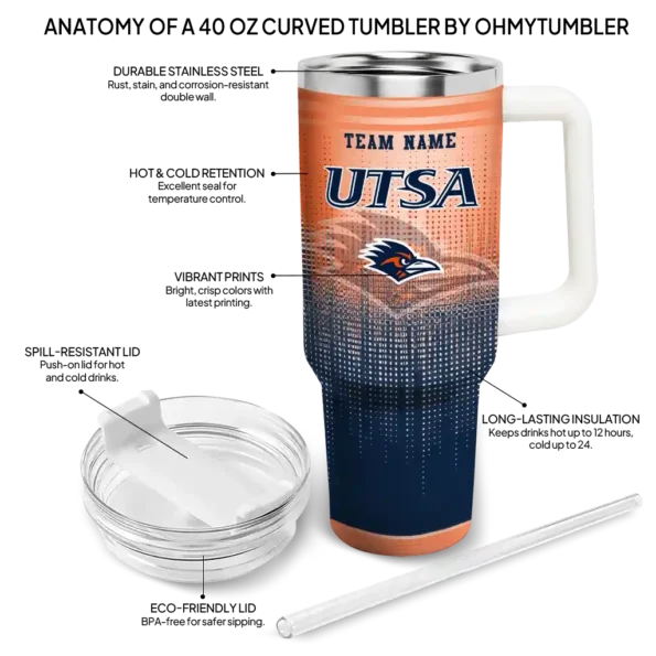 customized utsa roadrunners gradient dots orange curved tumbler new arrival.webp