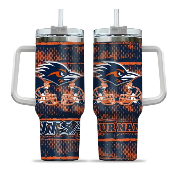customized utsa roadrunners honey streaks orange curved tumbler best selling.webp
