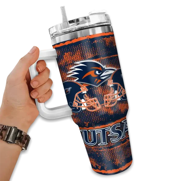 customized utsa roadrunners honey streaks orange curved tumbler fashion forward.webp