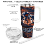 customized utsa roadrunners honey streaks orange curved tumbler best selling.webp