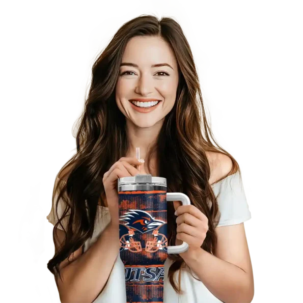 customized utsa roadrunners honey streaks orange curved tumbler premium grade.webp