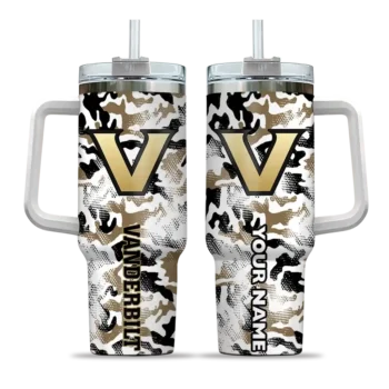 customized vanderbilt commodores camo mashup black white curved tumbler best selling.webp