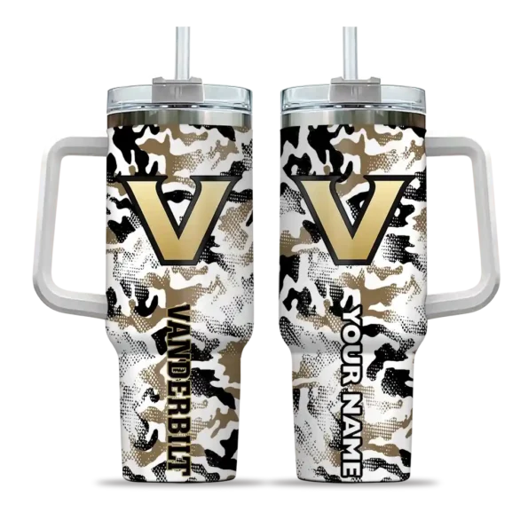 customized vanderbilt commodores camo mashup black white curved tumbler best selling.webp