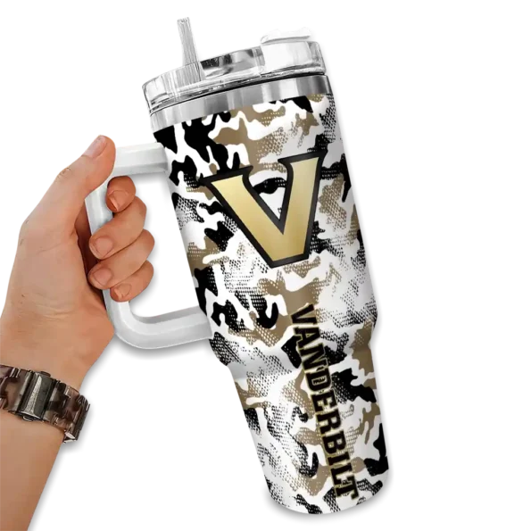 customized vanderbilt commodores camo mashup black white curved tumbler fashion forward.webp
