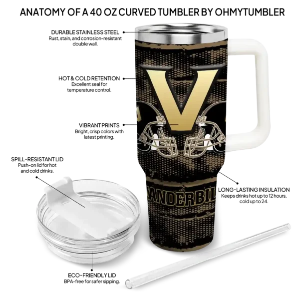 customized vanderbilt commodores honey streaks black curved tumbler new arrival.webp