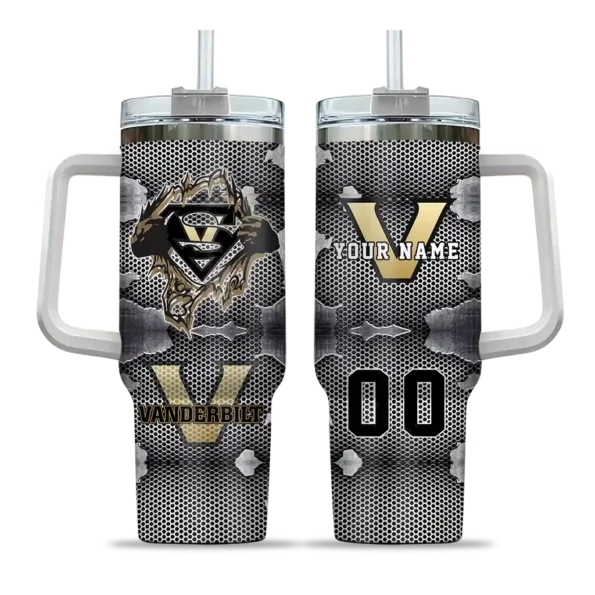 customized vanderbilt commodores superman shield black gray curved tumbler best selling.webp
