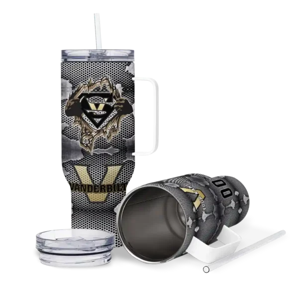 customized vanderbilt commodores superman shield black gray curved tumbler high quality.webp