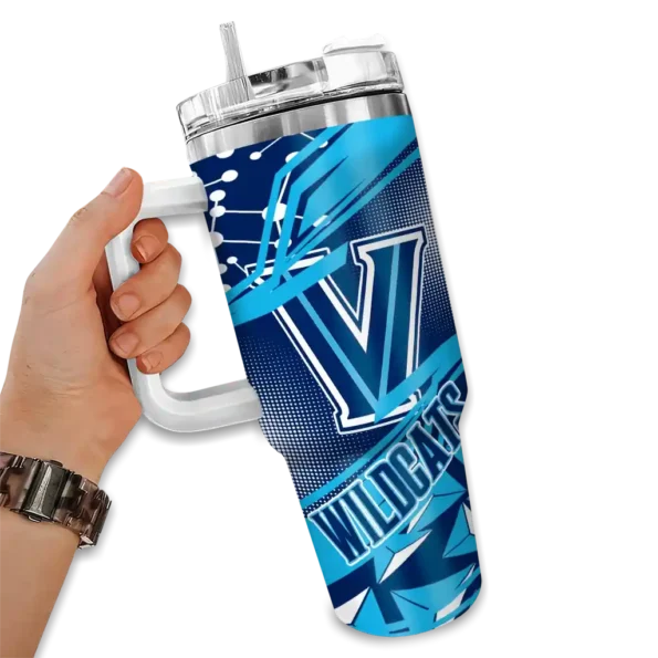 customized villanova wildcats abstract paths navy curved tumbler fashion forward.webp