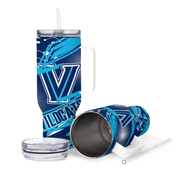customized villanova wildcats abstract paths navy curved tumbler high quality.webp