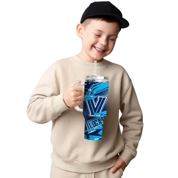 customized villanova wildcats abstract paths navy curved tumbler latest model.webp