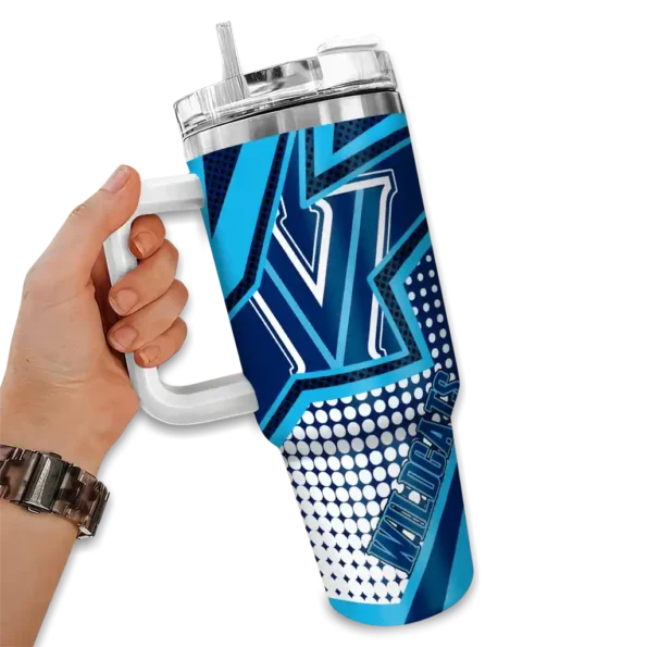 customized villanova wildcats arrow burst navy curved tumbler fashion forward.webp