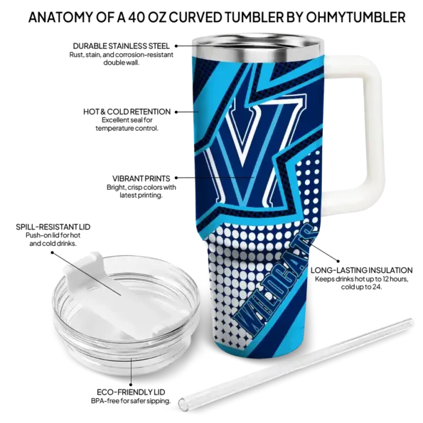 customized villanova wildcats arrow burst navy curved tumbler new arrival.webp
