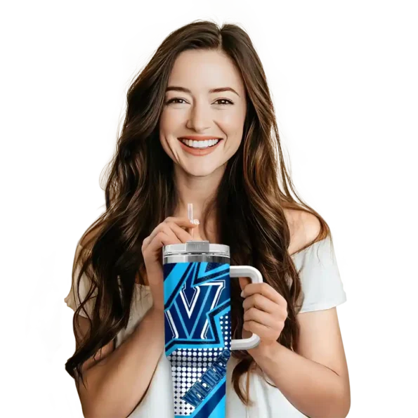 customized villanova wildcats arrow burst navy curved tumbler premium grade.webp