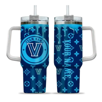 customized villanova wildcats bullseye drips navy curved tumbler best selling.webp